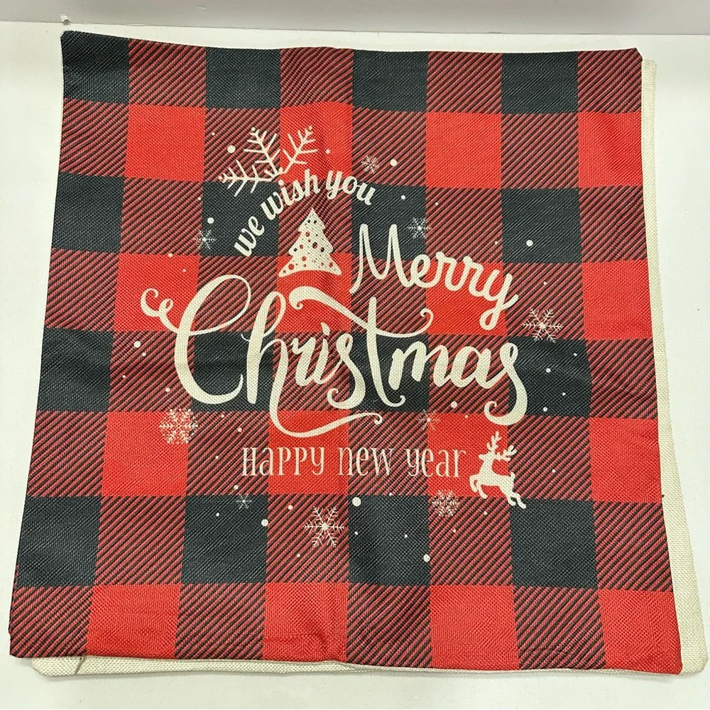 Festive Holiday Christmas Pillow Covers Set of 6 (no inserts)‎ 17.25” Square NEW